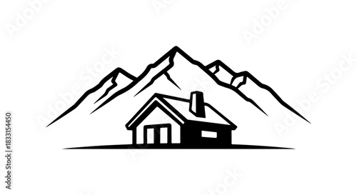 Stunning mountain home logo for real estate, construction, or architecture businesses needing a modern, minimalist brand identity. Ideal for scenic property.