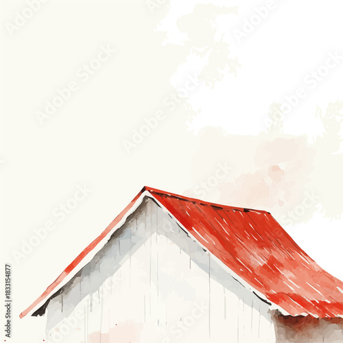 An Elegant red barn roof painting design collection, Hand-painted watercolor style, vectorized, vector set available in EPS, Simple design, EPS format set	