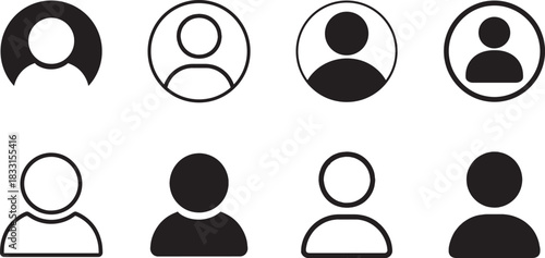 User Icon Vector Set, Profile and People Silhouette Collection, Flat User Avatar and Person Symbols for Websites and Apps