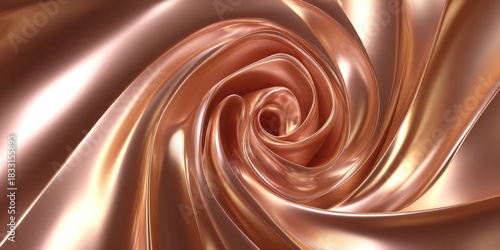 Smooth metallic curves form a flowing spiral pattern with high reflectivity