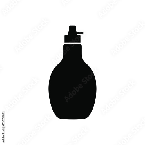 Black silhouette of a perfume bottle with spray nozzle