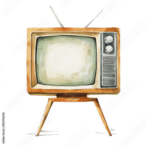 Beautiful TV_on_a_white_background painting design set Hand-painted style, vectorized, vector set available in EPS, An Elegant watercolor painting design collection