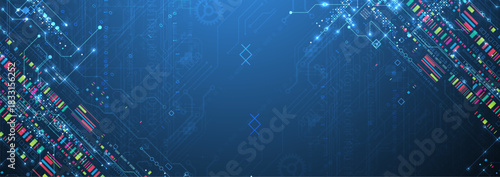Abstract technology concept. Circuit board color background. Vector illustration