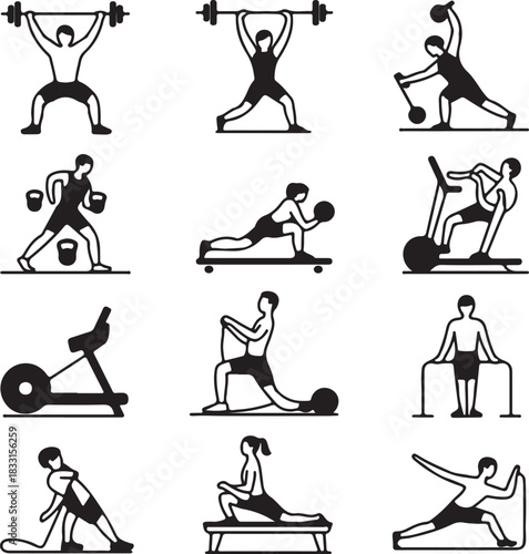 Various fitness exercises illustrated