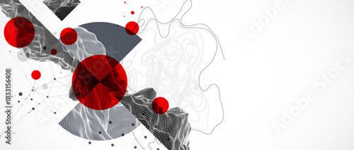 Abstract composition with wireframe art elements. Vector