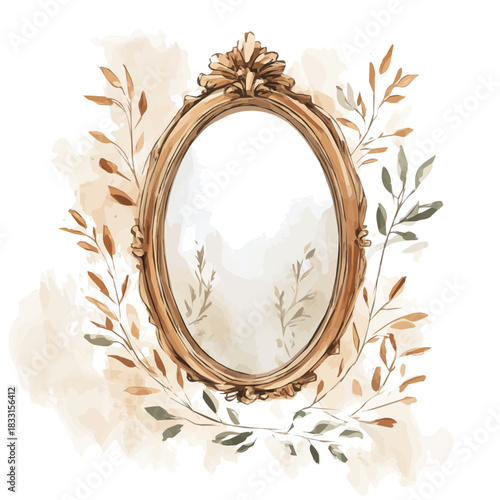 Beautiful wall mirror painting design set Hand-painted style, vectorized, vector set available in EPS, An Elegant watercolor painting design collection