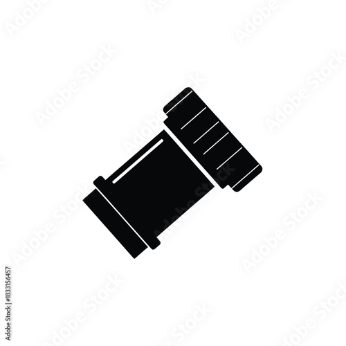 Black silhouette of a pipe fitting connector plumbing