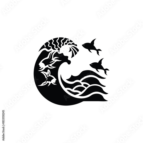 Black tribal animal vector illustration of a dragon and bird tattoo design