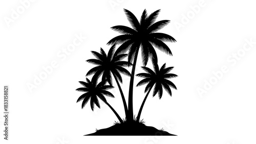Silhouette of palm trees tropical vector illustration isolated on white background for travel and summer designs