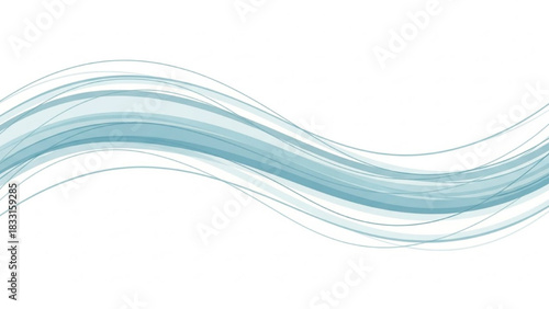 Minimal Abstract Background with Smooth Horizontal Wavy Lines in Light Blue on White
