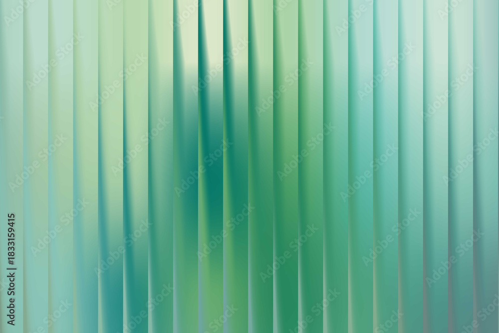 Obraz premium Abstract background with soft vertical stripes in a cool green and teal gradient, creating a modern, glossy light effect for a serene design
