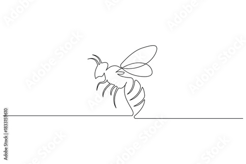 Bee one line minimal drawing with elegant outline