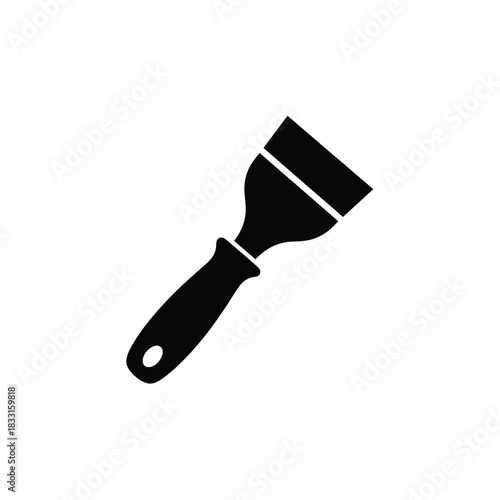 Black silhouette of a putty knife on white background
