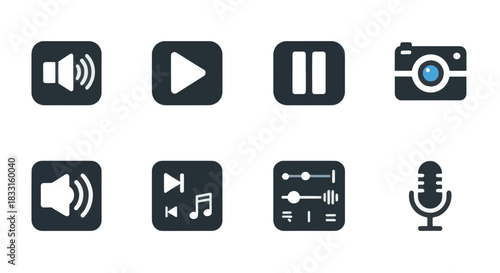 Audio, Video, and Photography Icons Collection for Multimedia Projects