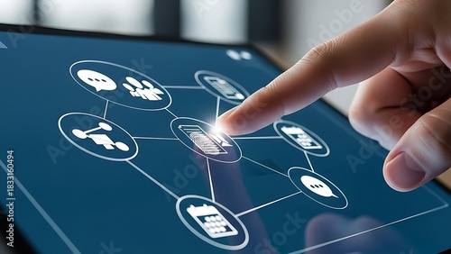 Touchscreen Technology: Finger Interacting with Digital Network Connections on a Tablet Device