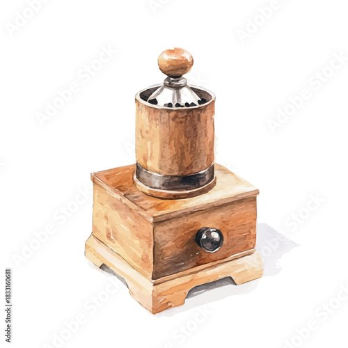 wooden_spice_grinder design collection, Hand-painted watercolor style, vectorized, vector set available in EPS, Simple design, EPS format set	