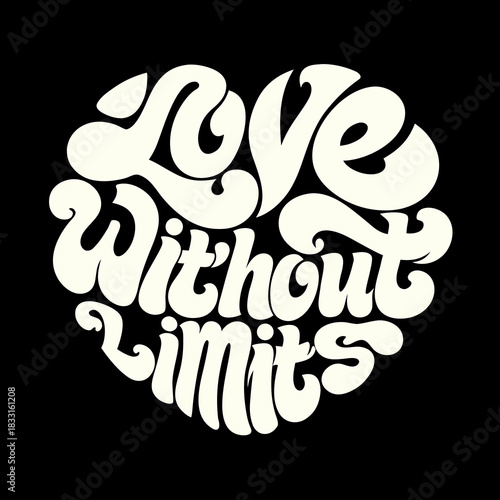 Creamy white love without limits text in heart shape 1