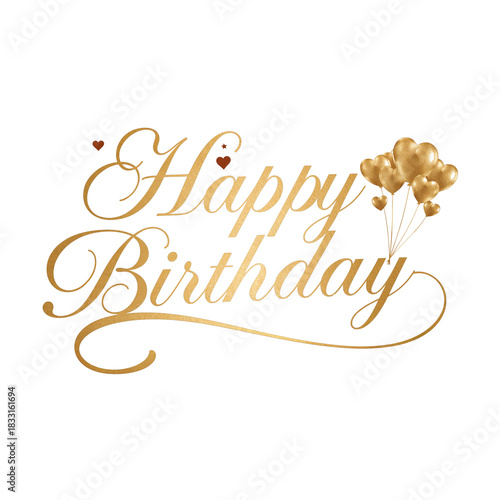 Elegant golden happy birthday greeting with balloons on a dark backdrop of celebration