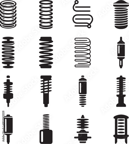 Automotive Suspension Icons Set