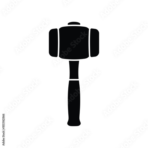 Black silhouette of a rubber mallet on white tool
