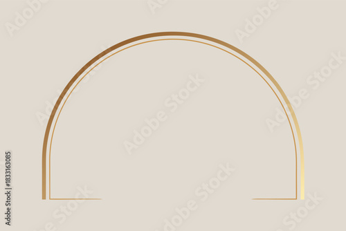 Minimalist Gold Wireframe Arch Background, Modern Geometric Vector Template for Product Display
