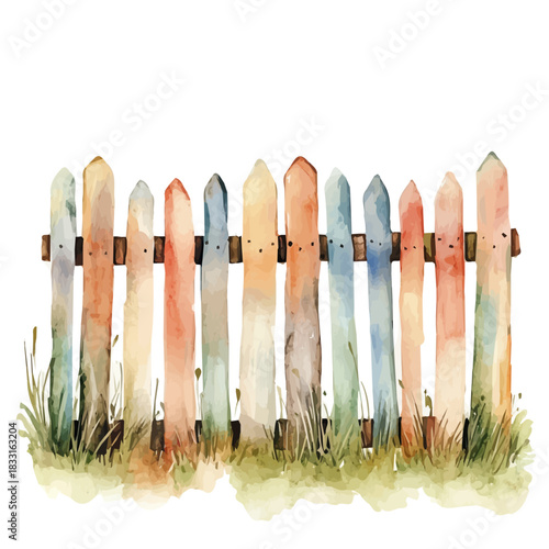 A painting of a fence design set. Hand-painted style, vectorized, vector set available in EPS An Elegant watercolor painting design collection