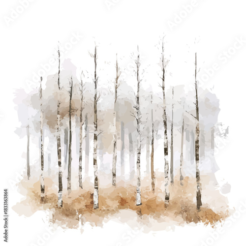 Watercolor_style_painting_of_hand_painted_forest, vectorized, vector set available in EPS An Elegant watercolor painting design collection