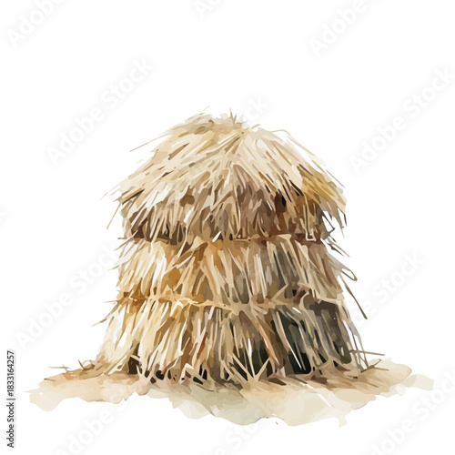 Watercolor painting, A haystack painting design collection, Hand-painted, vectorized, vector set available in EPS, Simple design, EPS