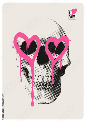 Love Skull Graffiti Illustration