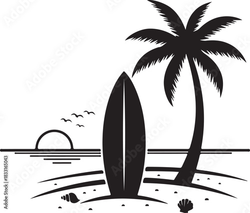 vector illustration of a tropical beach