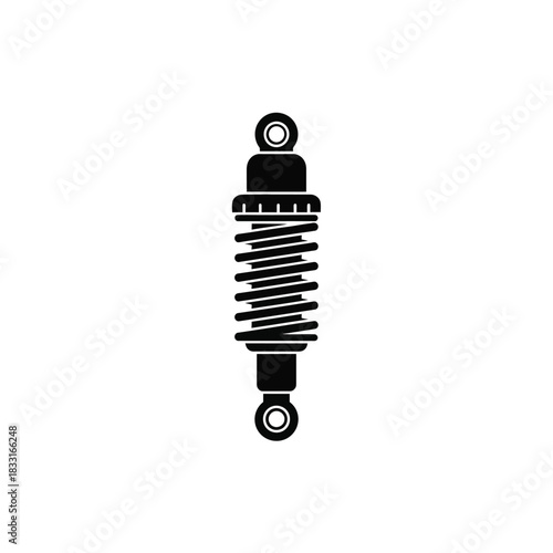 Black silhouette of a shock absorber on white suspension