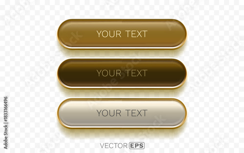 Stylish set of glossy brown and gold web buttons. Perfect for modern user interface and navigation design.