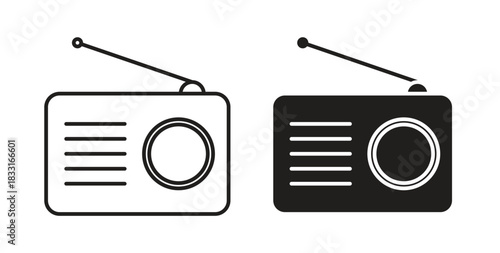 Radio icon in doodle and stroke style.