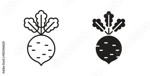 Radish icon in doodle and stroke style.