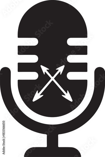 Microphone with Four- Way Arrow Icon audio sound