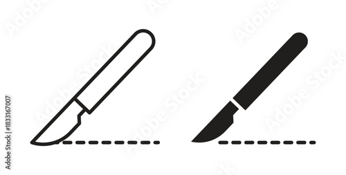 Scalpel path icon in doodle and stroke style.