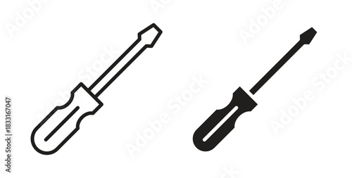 Screwdriver icon in doodle and stroke style.