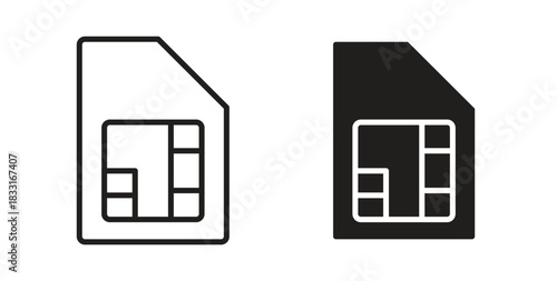 Sim card icon in doodle and stroke style.