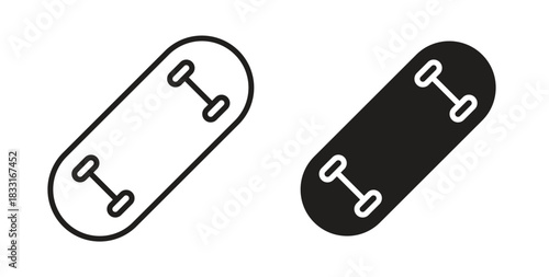 Skateboard icon in doodle and stroke style.