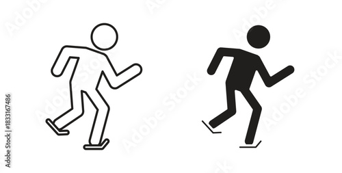 Skating icon in doodle and stroke style.