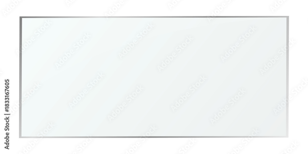 Fototapeta premium Minimal rectangular glass pane PNG with soft reflections, subtle gradient transparency and clean edges—ideal for UI frames, overlays, banners, labels or modern presentation elements.