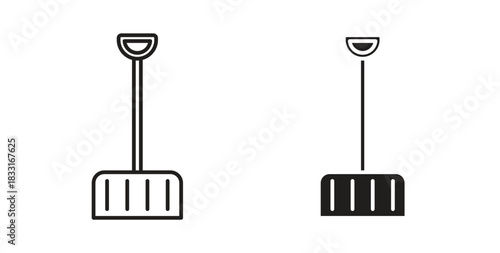 Snow shovel icon in doodle and stroke style.