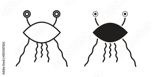 Spaghetti Monster Flying icon in doodle and stroke style.