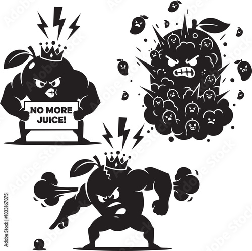 Funny and Extreme Emotional Tropical Fruit Mascot Icons Collection (Full Pack).