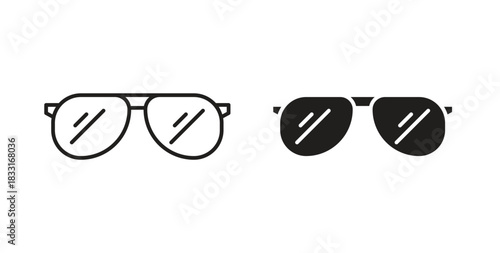 Sunglasses icon in doodle and stroke style.