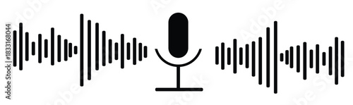 Audio waves icon. Voice message and sound representation, vector illustration.