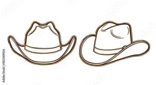 Dual cowboy hats illustration evoking nostalgia for western culture and traditional headwear