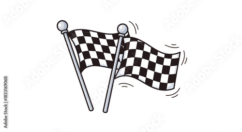 Dynamic checkered flags artfully waving a crisp finish line in minimalist style