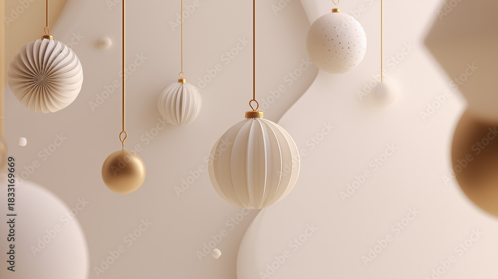 Fototapeta premium Minimalistyczne tło z ozdobami bożonarodzeniowymi
