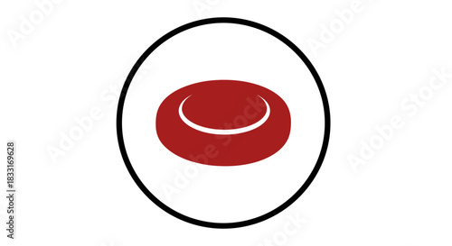 Red Blood Cell Illustration in a Circular Frame.